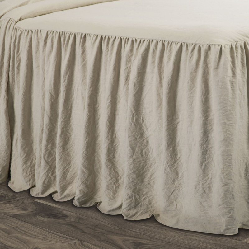 Reyna Microfiber Ruffle Skirt Bedspread Set, King Bedspread + 2 King Shams, Neutral