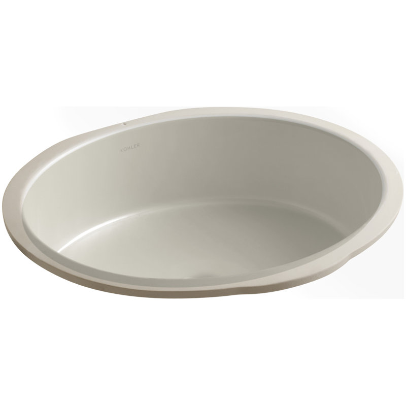 Verticyl Ceramic Oval Undermount Bathroom Sink with Overflow, Sandbar
