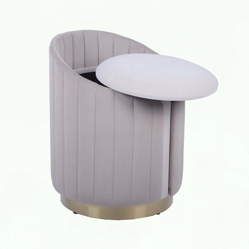 Tabouret de coiffeuse en velours avec design capitonné et rangement caché