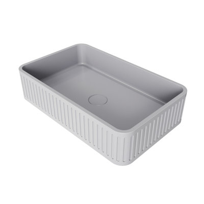 Modern Rectangular Concrete Vessel Bathroom Sink With Drain