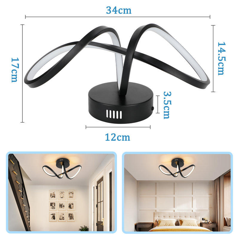 Darleane LED Flush Mount, Matt black