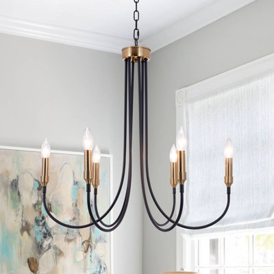 6-Light 27.6" Black & Gold Traditional Chandelier