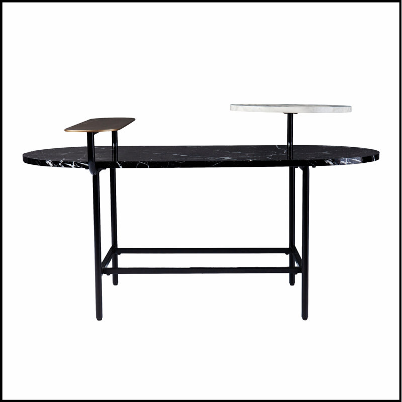 Table de cocktail en faux marbre Arcklid avec rangement spacieux, alliant élégance et fonctionnalité pour les intérieurs modernes.