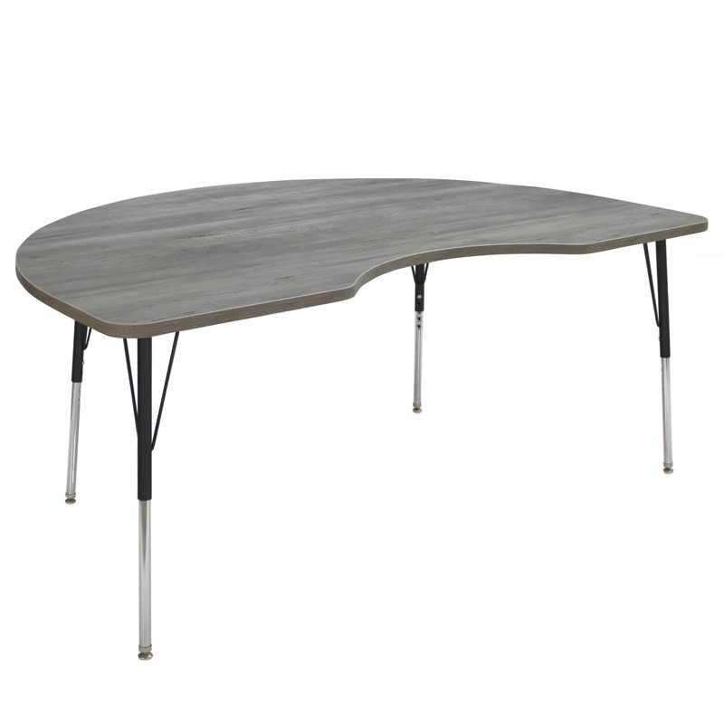 Table d'activité avec pieds réglables La Madera, Bois gris clair / noir, Roulement pivotant standard, Noir