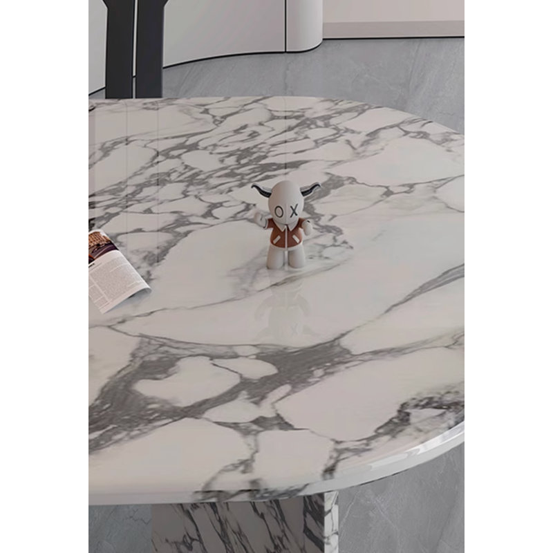 Oval Faux Marble Top Dining Table, White