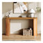 Console rétro Mirod avec garniture perlée et pieds courbés réversibles, finition en placage de bois naturel
