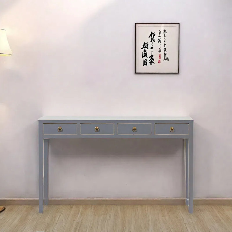 Console en bois d'orme massif, Gris clair