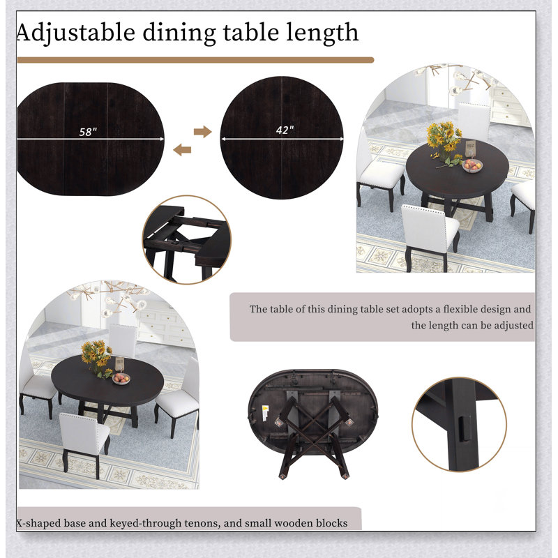 Table de salle à manger extensible Farmhouse, Espresso