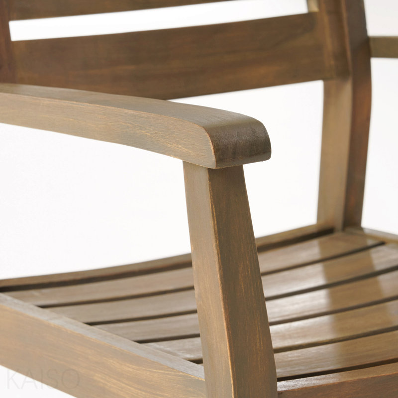 Ensemble de 2 chaises de patio et fauteuil en bois d'acacia, Grey