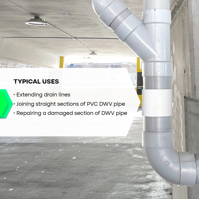 Coupleur 4 pouces en PVC blanc, drain Hub x Hub, raccord d'évacuation et d'évacuation (paquet de 25)
