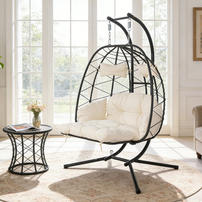 Spacious Hammocks Hanging Pe Rattan Metal Modern Swing Chair For Home