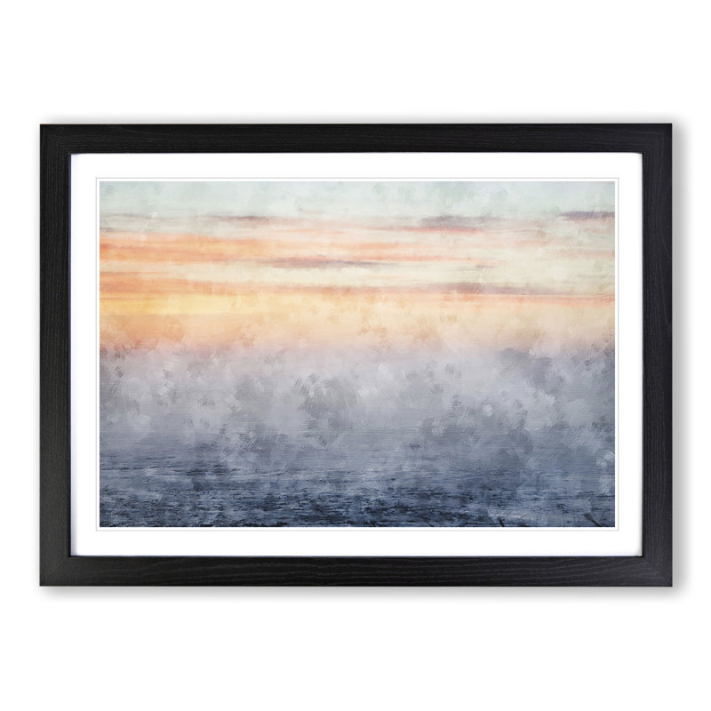 Peach Landscape - Framed Print, 48cm H x 65cm W x 2cm D, Black Framed