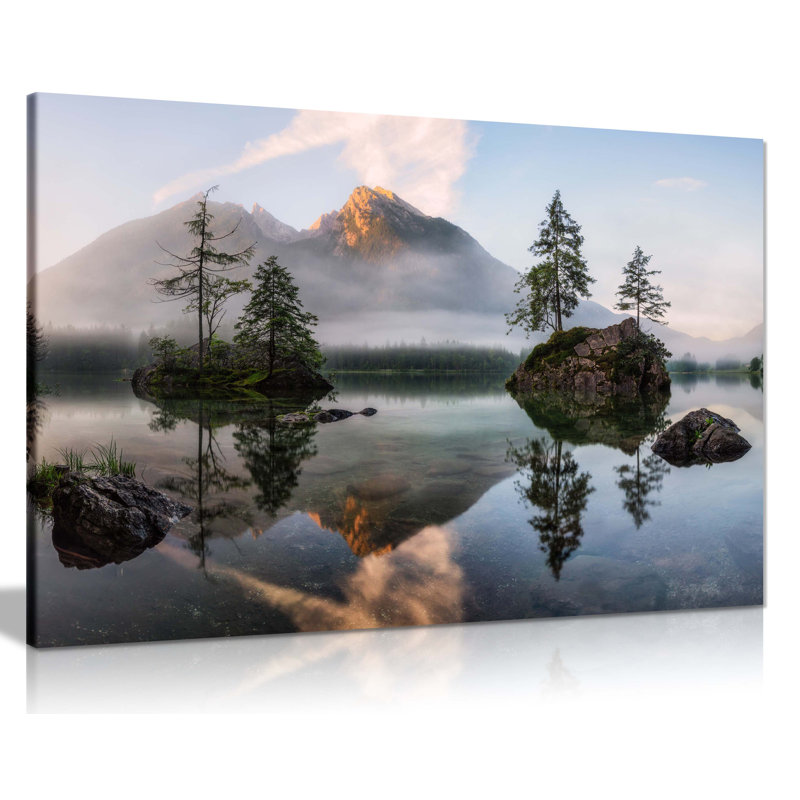 Mountain Reflection On A Lake - Wrapped Canvas Print, 20cm H x 31cm W