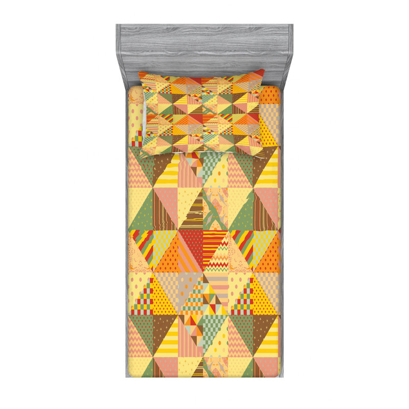 Microfiber Checkered Sheet Set, Twin Sheet Set with Fitted Sheet