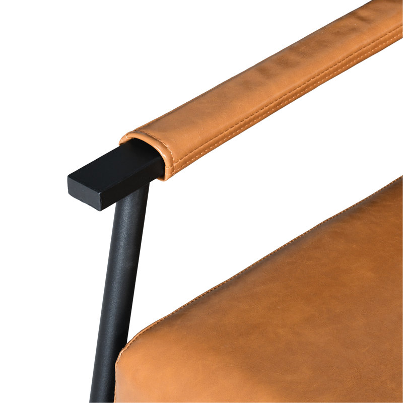 Chaise d'appoint en similicuir brun avec structure rembourrée et en métal, idéale pour les espaces de vie Pièce moderne de style Mid-Century - Structure stable Conception élégante
