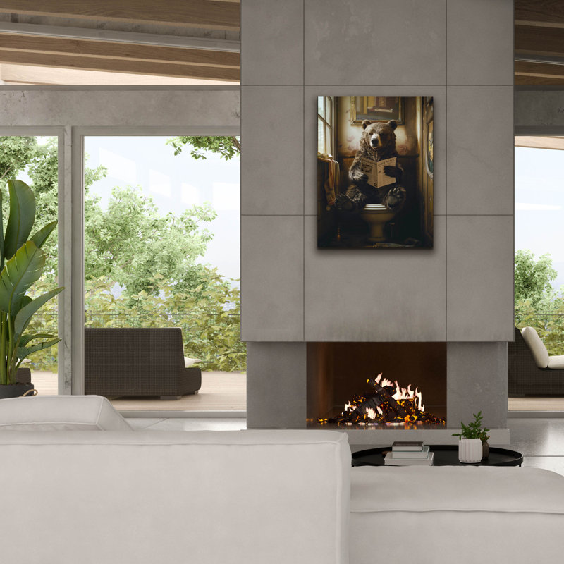 Art mural en toile «The toilettes ours» par Andreas Magnusson, 18 po x 26 po, H 34 po x l 26 po x P 1,5 po