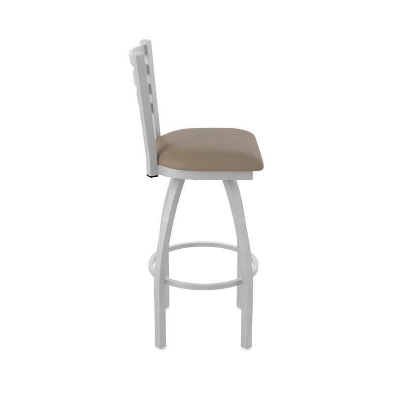 Tabouret pivotant Jackie, Nickel anodisé, Vinyle - naturel Canter, Tabouret de comptoir (siège d'une hauteur de 25 p