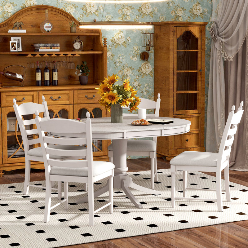 Ensemble repas rond 58 po Coulmann, Blanc antique, Blanc antique