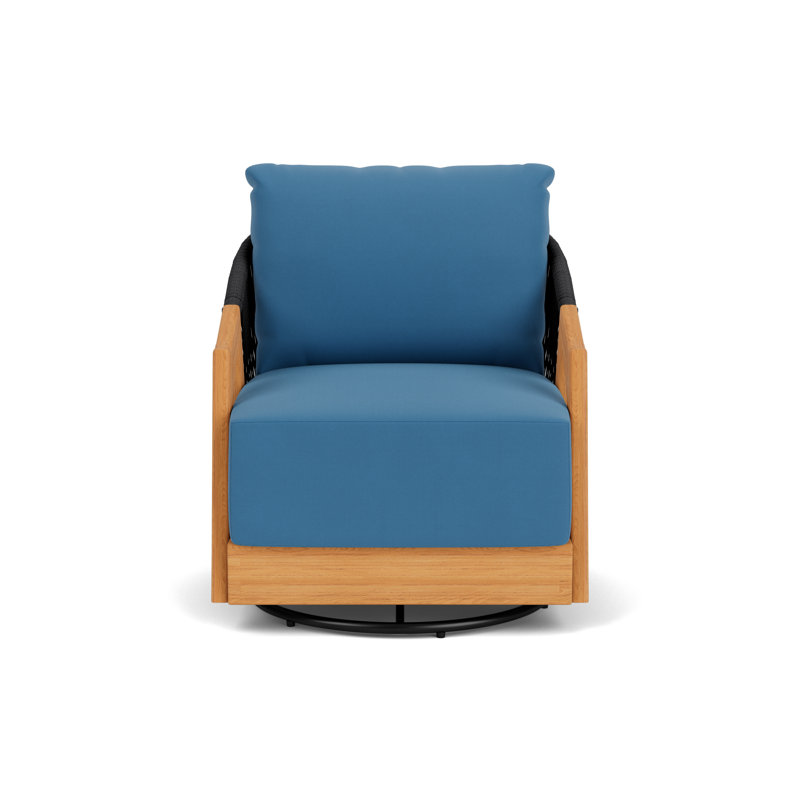 Alpine Outdoor Teak Swivel Lounge Chair, Bamboo Bay Sky