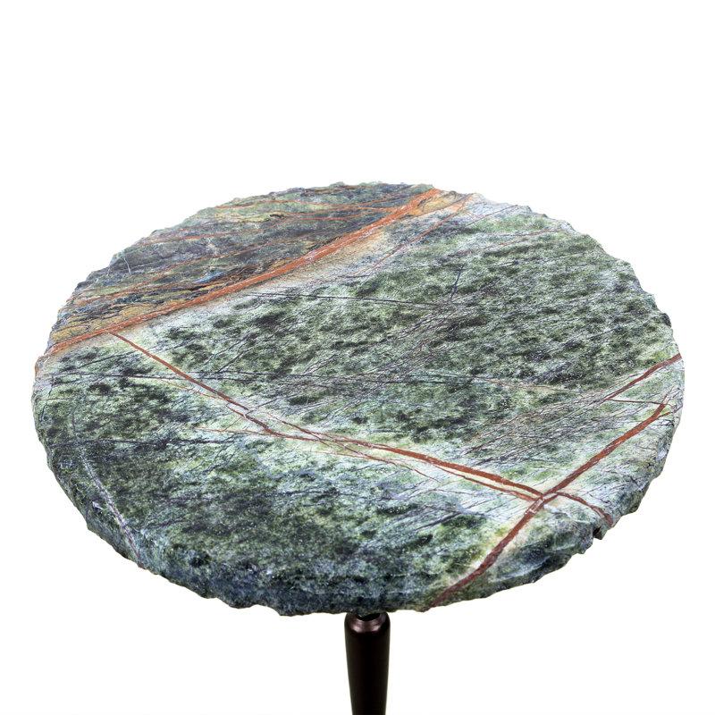Harbor 15" Accent Table with Green Bidasar Marble and Iron