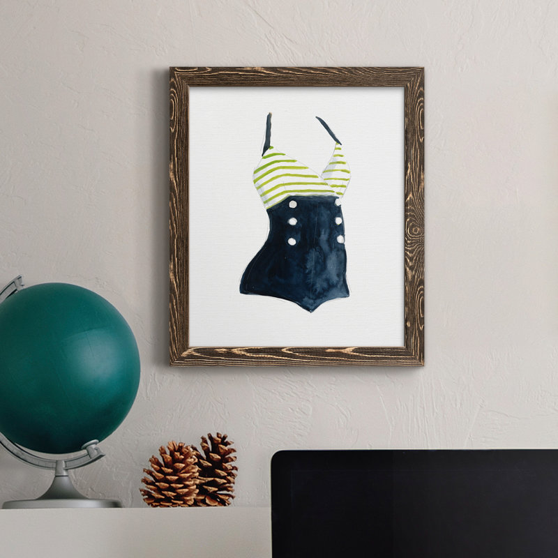 Rétro maillots de bain I - peinture sur toile encadrée, H 44 po x l 31 po x P 1 po, Noyer