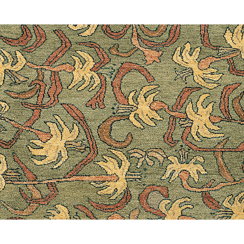 Samarkand Wool Floral Area Rug in Brown/Green, Rectangle 6' x 9'