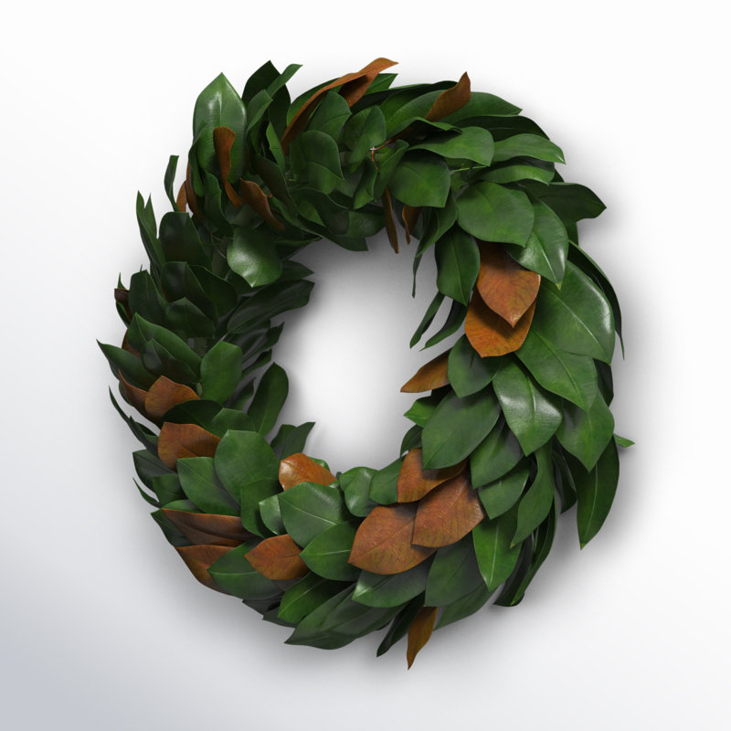 Magnolia Leaf Wreath, 30" H x 30" W x 6" D