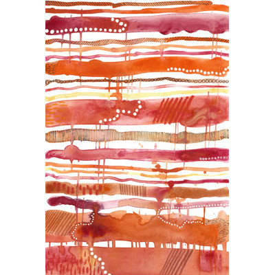Tangerine Stripes II - Wrapped Canvas Painting