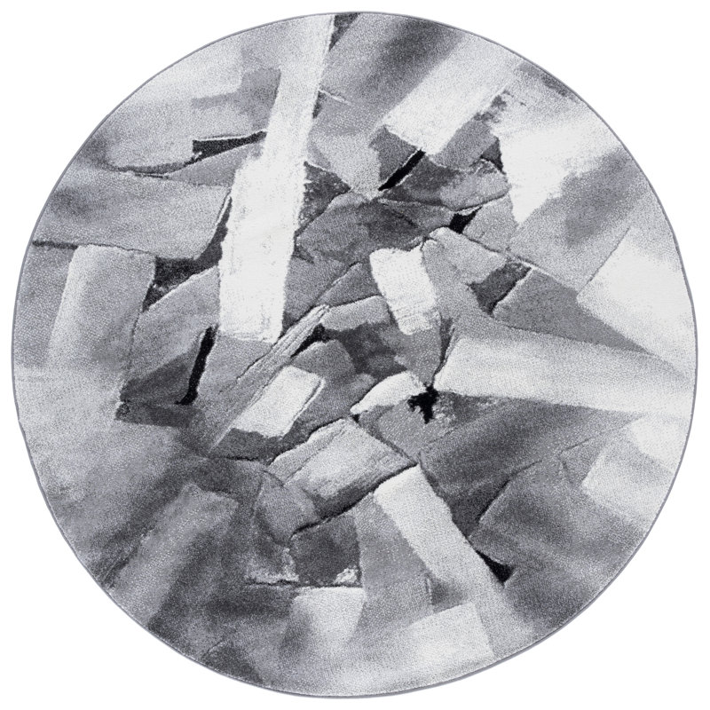 Tapis gris / gris Gilmar 6937, Rond 6 pi 7 po