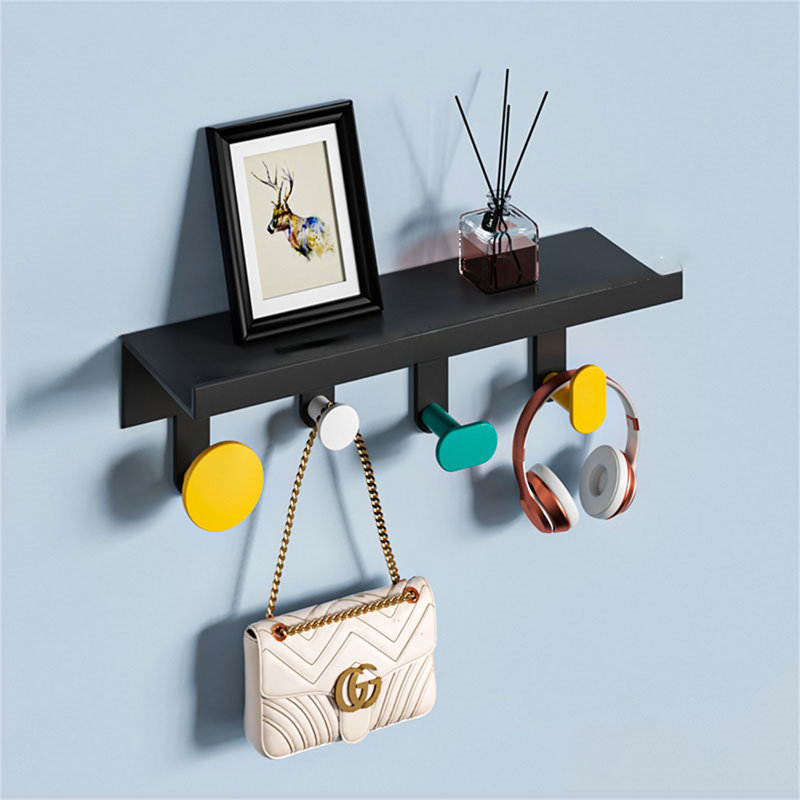 Gieslinde Metal Freestanding 4 - Hook Wall Mounted Coat Rack, Black/Yellow/Green