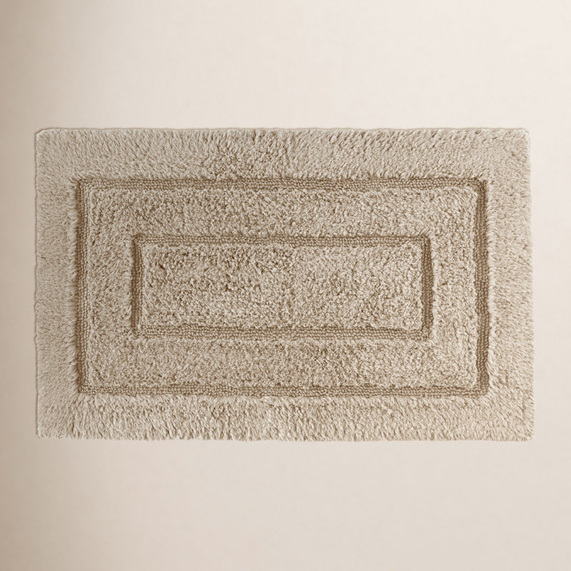 Apolonia Cotton Non-Slip Bath Rug, 20" H x 32" W, Linen