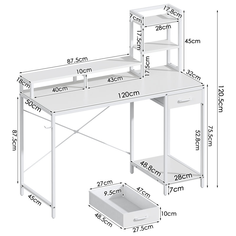 Steel Computer Desk, White