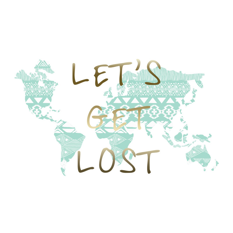 Let's Get Lost Mint Gold Tribal - Wrapped Canvas Print, 81cm H x 122cm W x 3.8cm D