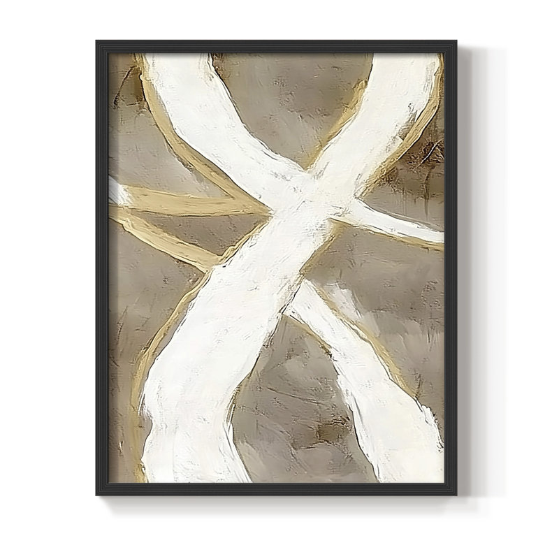 Impression abstraite encadrée «Cxxiv» - prête à être accrochée, H 10 po x P 8 po, Noir