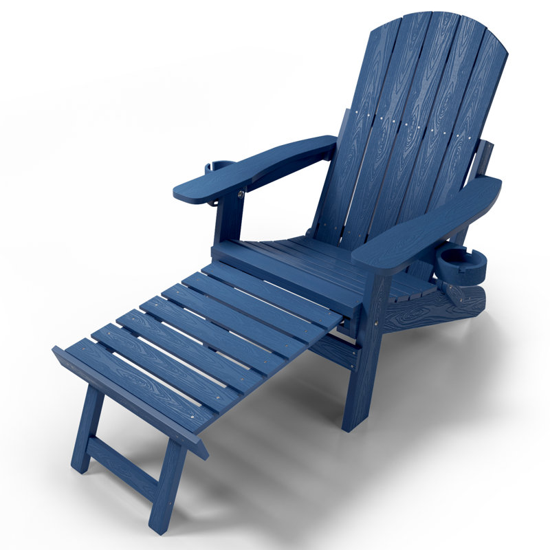 Adirondack Chair With Retractable Ottoman Folding Adirondack Chairs Adjustable Backrest With Footrest Fire Pit Chairs, Teak