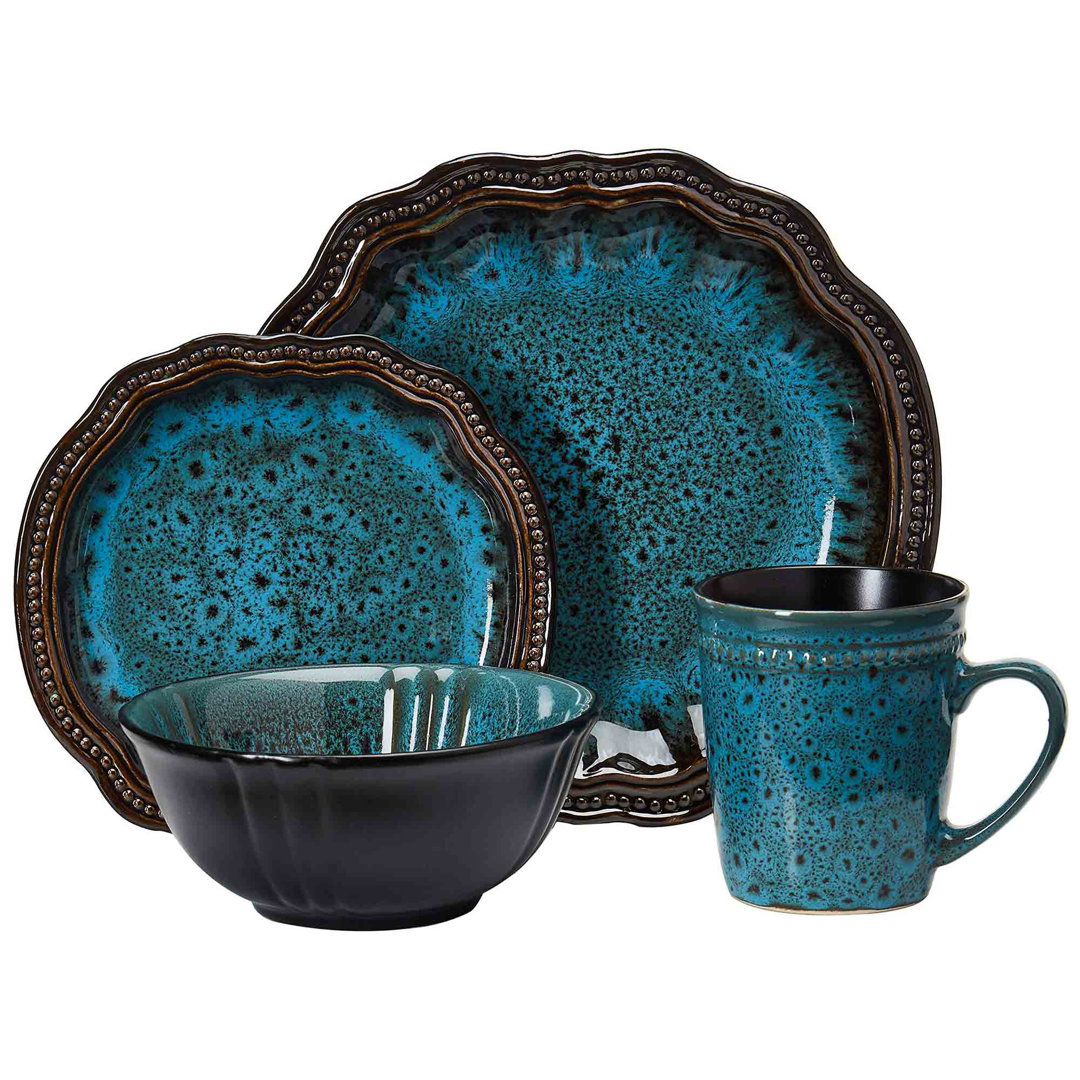 Cedric Piece Stoneware Dinnerware Set - Service for 4 Fleur De Lis Living