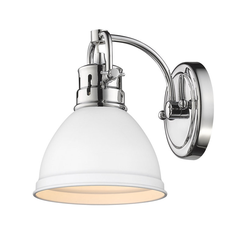 Applique murale 1 lumière pour salle de bain Calico, Chrome, Blanc mat