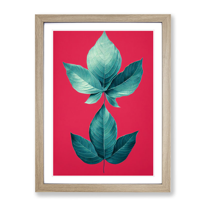 Precious Leaves - Wall Art, 48cm H x 36cm W, Oak Framed, White