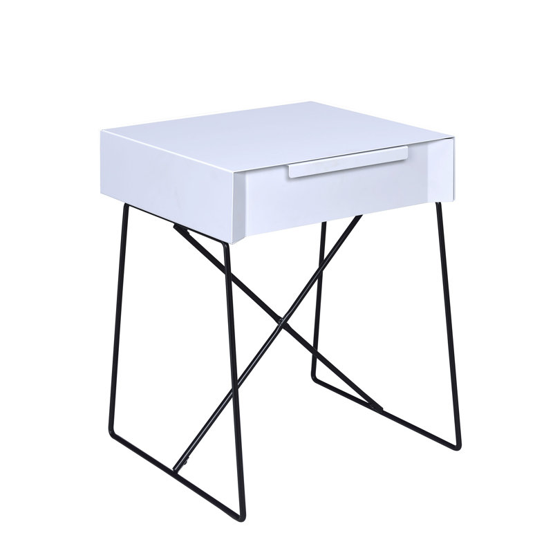 Table de bout avec rangement Emig, Blanc