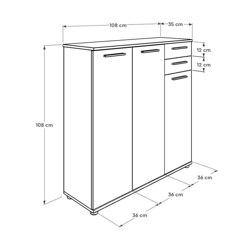 Modern Shoe Cabinet with 2 Drawers, Light Walnut Finish, 42.5 x 42.5 x 13.8 inches | 100% Melamine Coated Particle Board | Numerous Shelves, Wall-Mountable Design for Stylish Storage Solution in Entryway