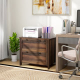 2 Drawer File Cabinet With Lock, Lateral Filing Cabinet With Keys And Adjustable Hanging Bar For Letter, A4 And Legal Size, File Cabinet For Home Office, Brown