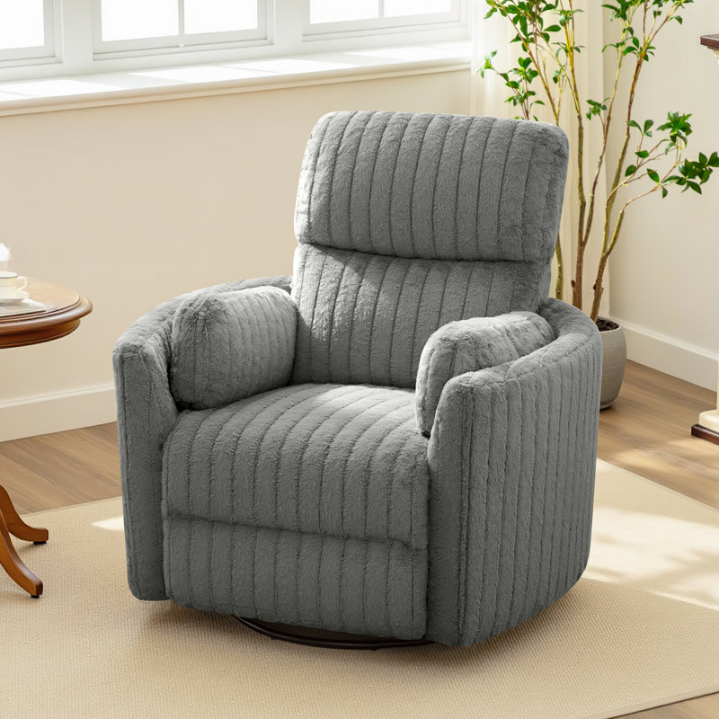 40" W Power Swivel and Rocker Recliner, Carbon/Gray