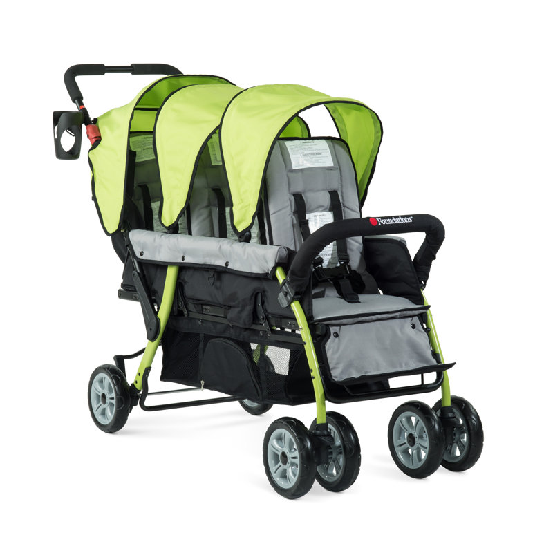 Poussette 3 places avec auvent Foundations Sport, Lime
