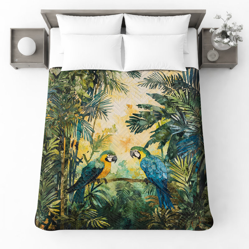 Perroquets tropicaux dans la jungle, Grand lit