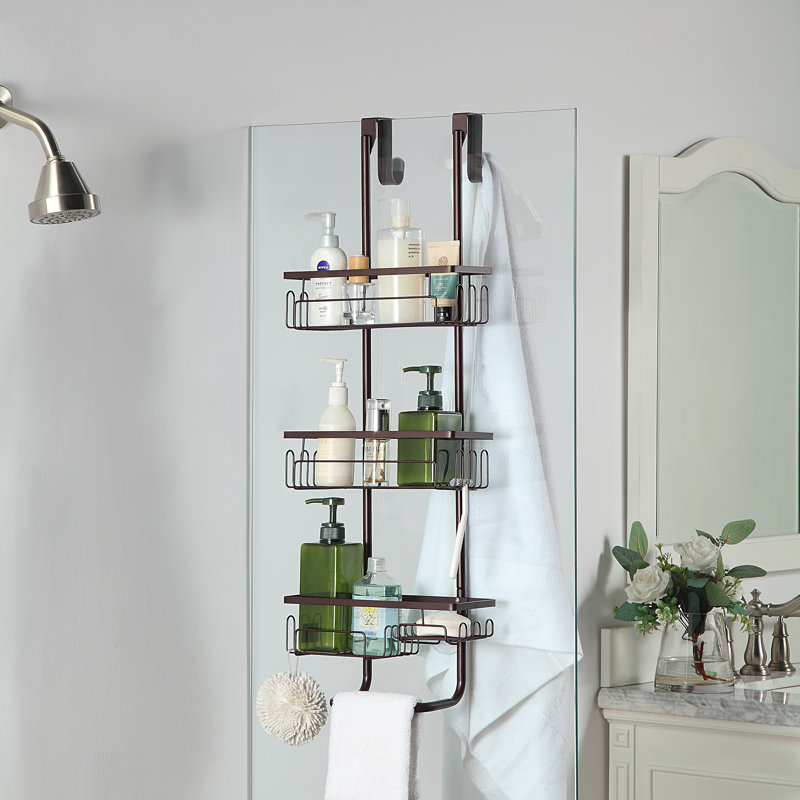 Classic Metal Over Door Hanging Bathroom Shower Caddy, Brown