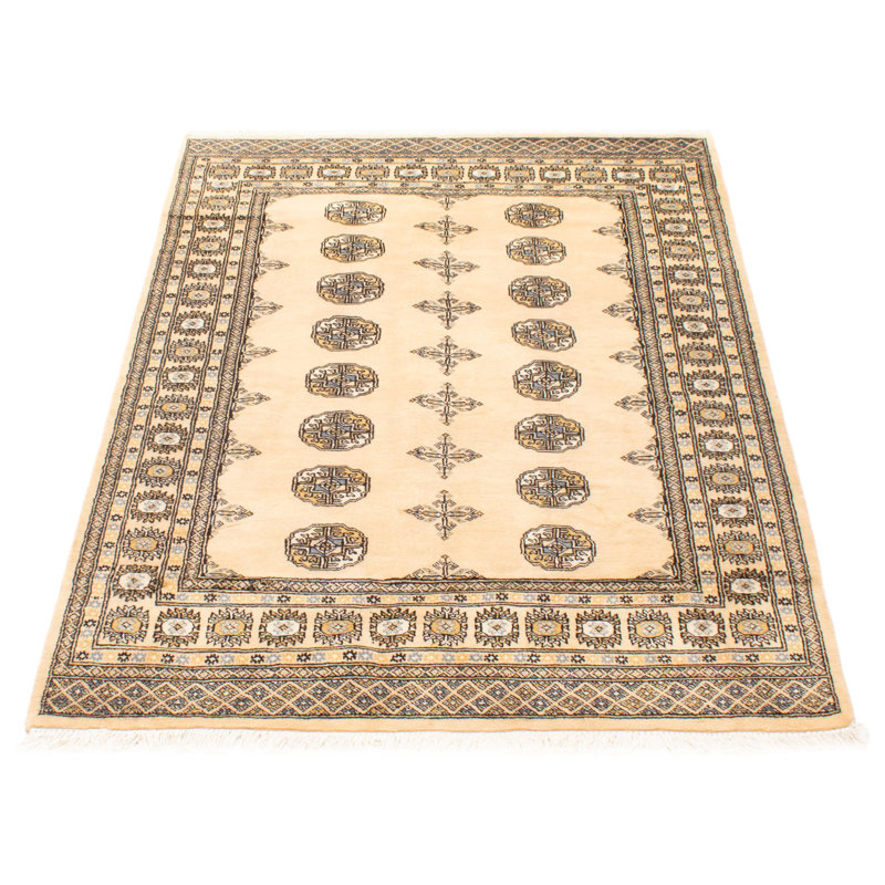 Tapis unique en laine noué à la main Bokhara 4 pi 7 po x 6 pi 6 po Peshawar