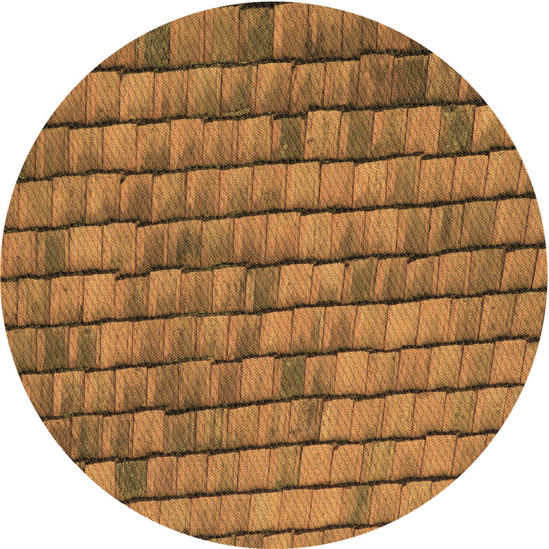 Tapis en laine ocre, Rond 4 pi