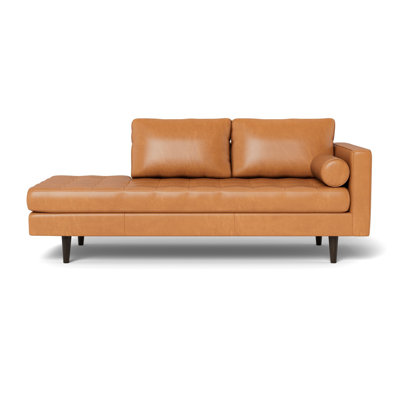 Jackie Leather Stand Alone Chaise, Hudson Lager by Hokku Designs