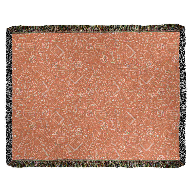 Couverture en coton tissé Katelyn Elizabeth, l 60 po x L 80 po, Orange / blanc