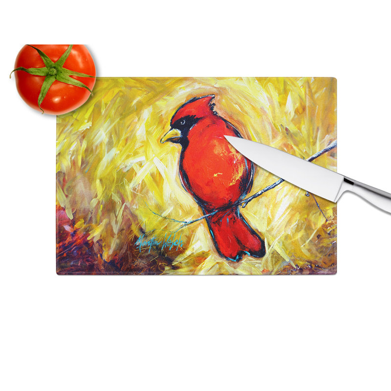 Sha Red Baba Bird Glass Cutting Board